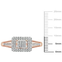 Миабела Женски карат Т. в. диамант 10кт Розово злато квадрат Двойно ореол Сплит джолан годежен пръстен