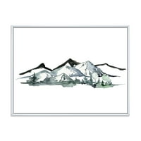 Дизайнарт 'минималистична елхова гора и зимни планини' модерна рамка платно за стена арт принт