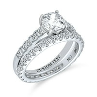 1ct solitaire aaa cz годежен сватбен пръстен комплект за вечност сребро