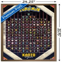 Pokémon - стенен плакат на региона Канто, 22.375 34 рамки