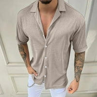 Мъжки Ежедневни Мъже Ежедневни С Къс Ръкав Пролет Лято Вечерен Врата Твърди Ризи Мода Блуза Ризи