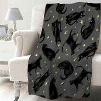 Черна котка одеяла руно Пролет Есен Животни хвърлят одеяла за домашен офис легла хвърля Кралски Размер Мултифункционален мек