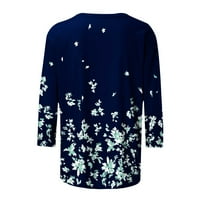 Джебонг блузи за жени Модерен Ръкав флорален печат туника върхове хлабав тънък годни Три гвардия дължина пуловер ризи