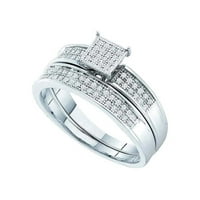 Стерлинг сребърен кръгъл диамантен булчински сватбен пръстен комплект cttw