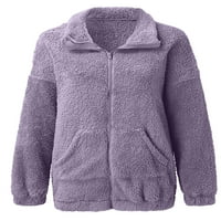 Rejlun жени палто жилетка яке солиден цвят изтръгват топли палта небрежно на открито лилаво xl