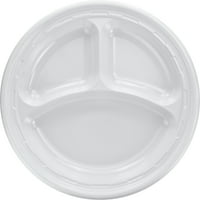 Дарт, ДКЦ10КПВФ, 3-секта пластмасова чиния за еднократна употреба, картонена кутия, бяла
