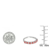 Колекция DazzlingRock Round Ruby & White Diamond Bridal Anniversary Сватбена лента за жени в 10K бяло злато, размер 9.5