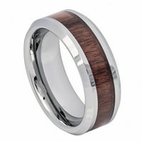 Волфрамов карбид сватбена лента пръстен за мъже или дами високо лак с махагонова дървесна инкрустация