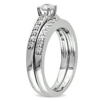 Миабела Дамски карат Т. в. диамант стерлинги Сребърен сватбен пръстен комплект