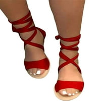 Летни дамски Дантела нагоре плоски обувки дамски сандали обувки против хлъзгане