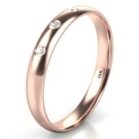 SZ 10. Твърда 10k розово злато Diamond Dome Sedty Anniversary Comfort Fit Band Ring
