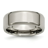 Сив титанов пръстен лента Сватбена скос комфорт Edge полиран