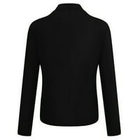 Дълъг ръкав ежедневни твърди блузи в-Деколте лято за жени Черно 2хл