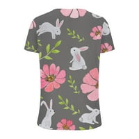 Odeerbi Великденски ризи за жени Летни ежедневни елегантни върхове V-образни тениски модни удобни блузи сиви