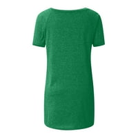 Небрежен тениска с къси ръкави за жени лятна солидна цветна кръгла врата туника блуза модни меки удобни ризи