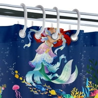 Disney The Little Mermaid акварелна завеса за душ, водоустойчива полиестерна завеса за завеси за душ за измиване за душове за баня