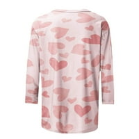 Тениски за валентинки подаръци за жени сърдечни графични тийнейджъри ръкав тениска топ туника блуза пуловер дамски дрехи