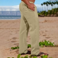 Ifshaion товарни панталони за мъже памучно бельо с еластична талия с дълги панталони с джобове модни ежедневни суитчъри khaki-a 4xl
