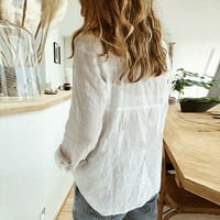 Метална топ мода за женски бутон за женско бельо солидна ревера дълги ръкави тениска блуза върхове големи жени тениски