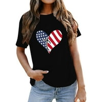 Дамски ризи лъжият шията на модната независимост Ден на печат с къс ръкав удобни големи ризи за жени