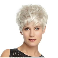 дамски и перука бяла модерна права къса модерна коса сребърна перука