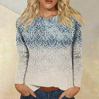 Huachen дълъг ръкав ризи за жени Сладки печат Графични тийнейджъри Блузи есен небрежна тениска плюс размер основни върхове пуловер