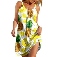 Hfyihgf летни рокли за жени плаж флорален принт сладка рокля покривайте слънчев рокля без ръкави от екипаж на небрежен бохо танкова рокля