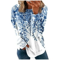 Feternal женски кръгла шия върхове памук женски небрежен моден флорален принт с дълъг ръкав O-O-Neck Pullover Top блуза
